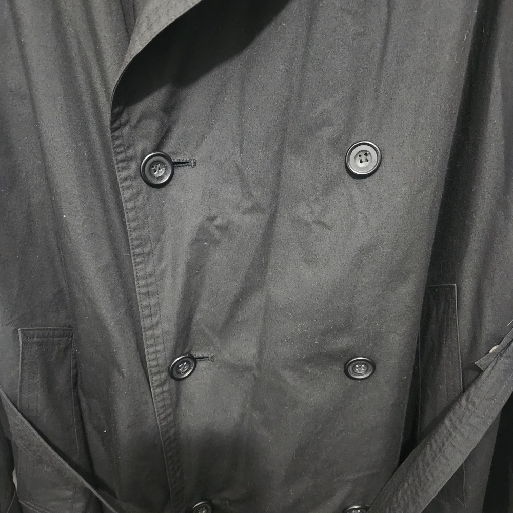London Fog Men's Black Trench Coat with Brown Collar Size 50 - Picture 4 of 13
